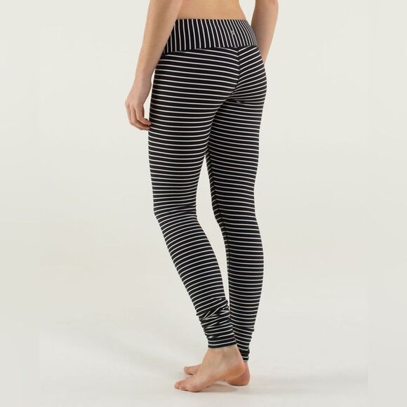 Lululemon Wunder Under Pant Parallel Stripe Black White / Black Size 2 - Picture 1 of 5